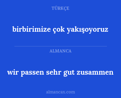 birbirimize çok yakışoyoruz - wir passen sehr gut zusammen