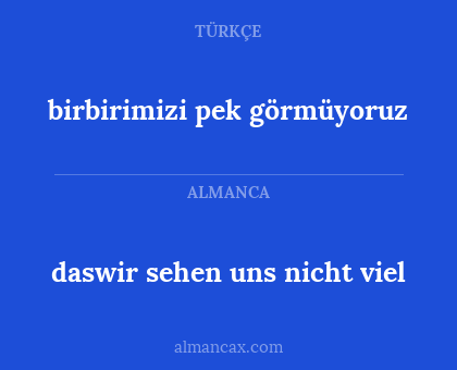 daswir sehen uns nicht viel - birbirimizi pek görmüyoruz