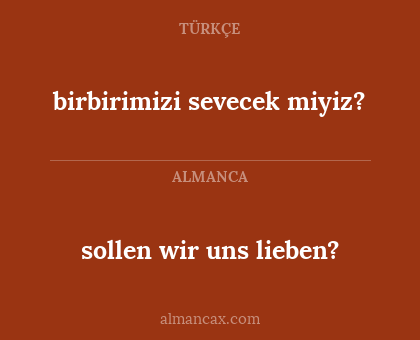 sollen wir uns lieben? - birbirimizi sevecek miyiz?
