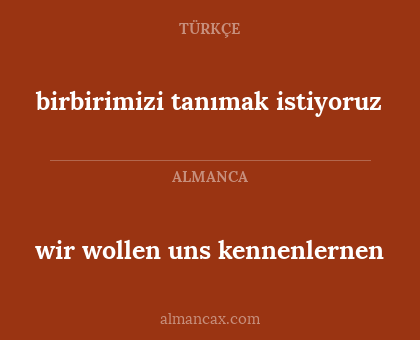 birbirimizi tanımak istiyoruz - wir wollen uns kennenlernen