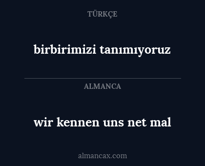 birbirimizi tanımıyoruz - wir kennen uns net mal