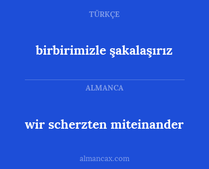 birbirimizle şakalaşırız - wir scherzten miteinander