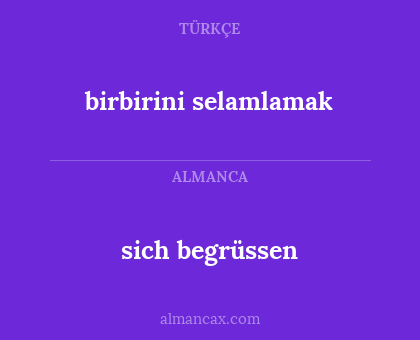 birbirini selamlamak - sich begrüssen