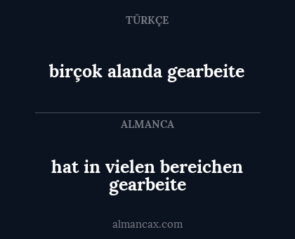 hat in vielen bereichen gearbeite - birçok alanda gearbeite