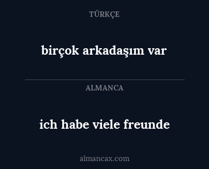 birçok arkadaşım var - ich habe viele freunde