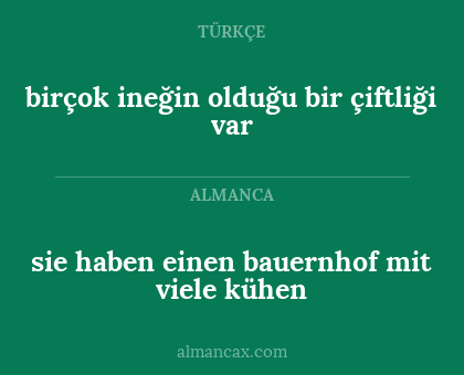 sie haben einen
bauernhof mit viele kühen - birçok ineğin olduğu bir çiftliği var