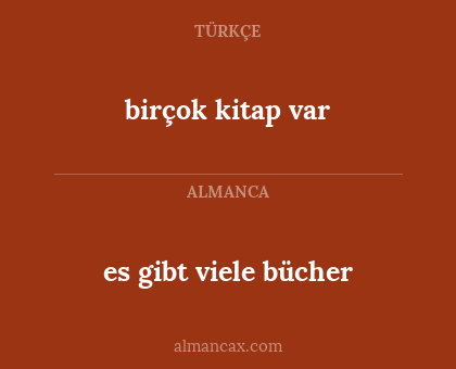 birçok kitap var - es gibt viele bücher