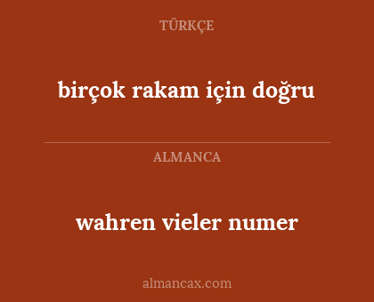 wahren vieler numer - birçok rakam için doğru