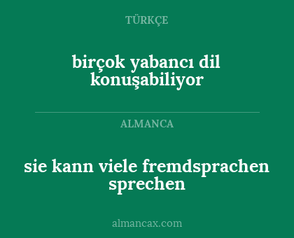 birçok yabancı dil konuşabiliyor - sie kann viele fremdsprachen sprechen