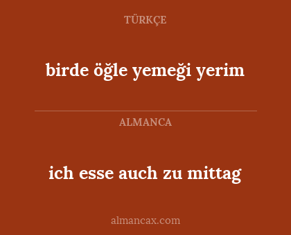 birde öğle yemeği yerim - ich esse auch zu mittag