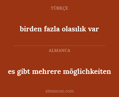 birden fazla olasılık var - es gibt mehrere möglichkeiten