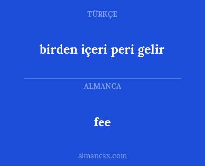 fee - birden içeri peri gelir