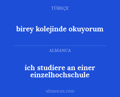 ich studiere an einer einzelhochschule - birey kolejinde okuyorum