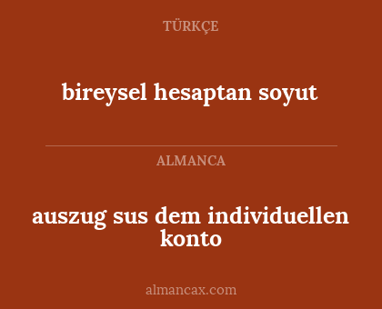 auszug sus dem individuellen konto - bireysel hesaptan soyut