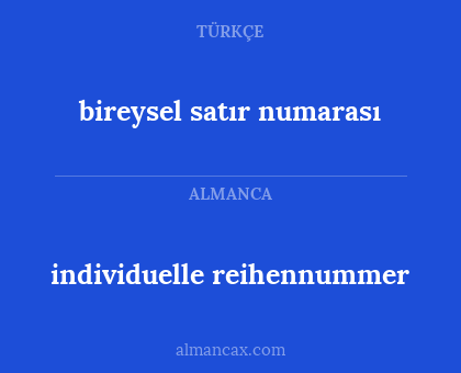 individuelle reihennummer - bireysel satır numarası
