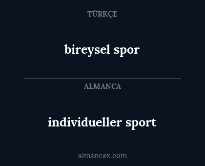 bireysel spor - individueller sport