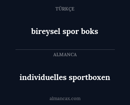 individuelles sportboxen - bireysel spor boks