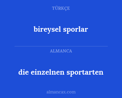 die einzelnen sportarten - bireysel sporlar