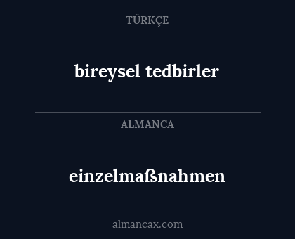 einzelmaßnahmen - bireysel tedbirler