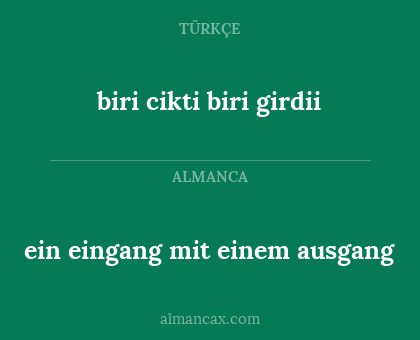 ein eingang mit einem ausgang - biri cikti biri girdii