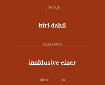 i̇nklusive einer - biri dahil