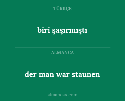 der man war staunen - biri şaşırmıştı