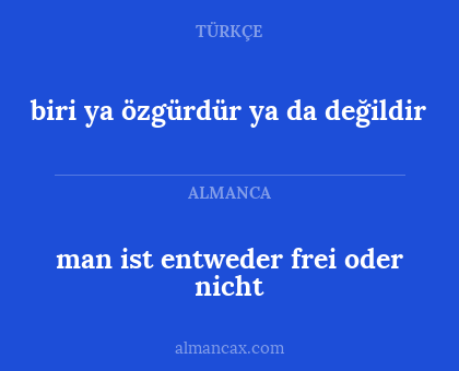 man ist entweder frei oder nicht - biri ya özgürdür ya da değildir