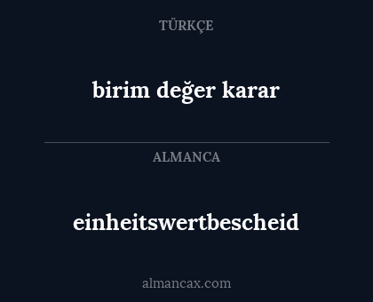 birim değer karar - einheitswertbescheid