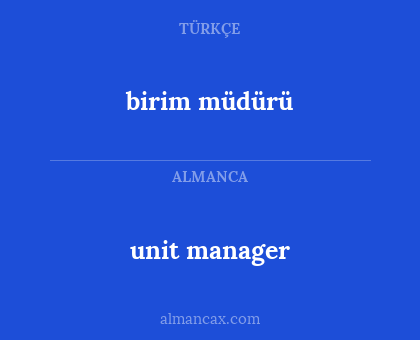unit manager - birim müdürü