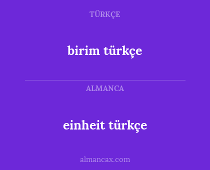 birim türkçe - einheit türkçe