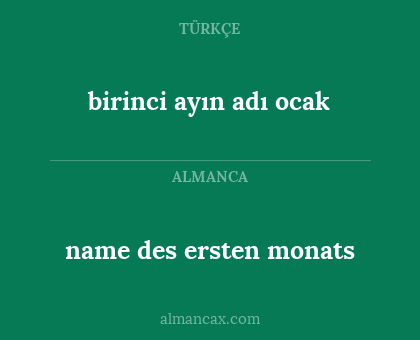 name des ersten monats - birinci ayın adı ocak