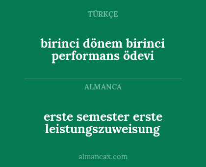 erste semester erste leistungszuweisung - birinci dönem birinci performans ödevi