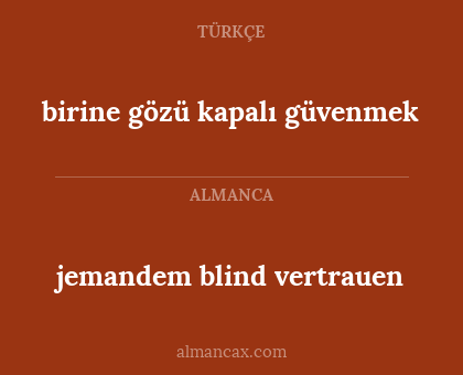 birine gözü kapalı güvenmek - jemandem blind vertrauen