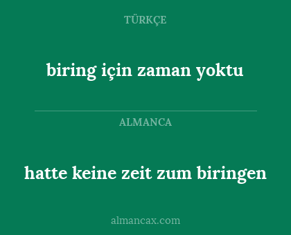 biring için zaman yoktu - hatte keine zeit zum biringen