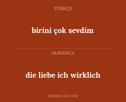 die liebe ich wirklich - birini çok sevdim