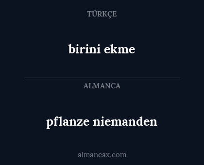 birini ekme - pflanze niemanden