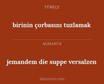 birinin çorbasını tuzlamak - jemandem die suppe versalzen