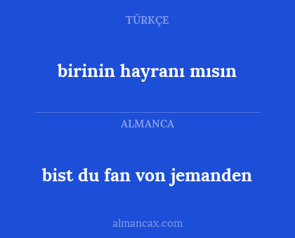 bist du fan von jemanden - birinin hayranı mısın