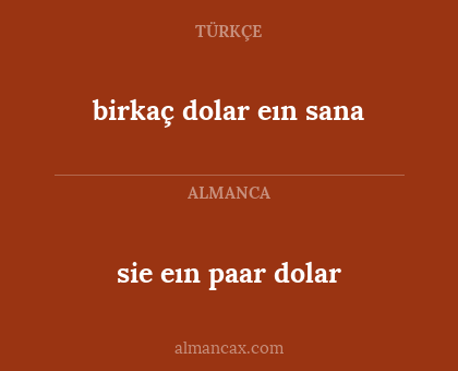 sie eın paar dolar - birkaç dolar eın sana