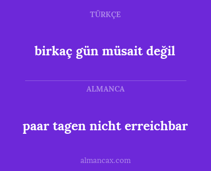 paar tagen nicht erreichbar - birkaç gün müsait değil
