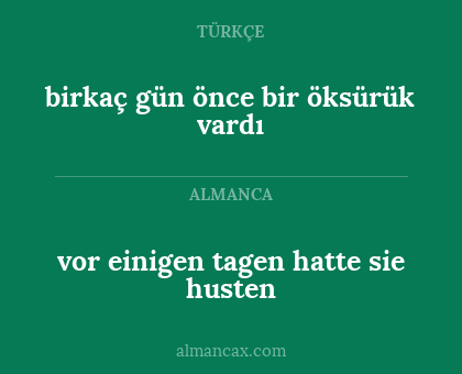 birkaç gün önce bir öksürük vardı - vor einigen tagen hatte sie husten