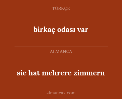 birkaç odası var - sie hat mehrere zimmern