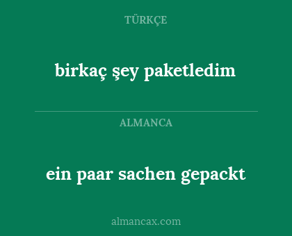 birkaç şey paketledim - ein paar sachen gepackt