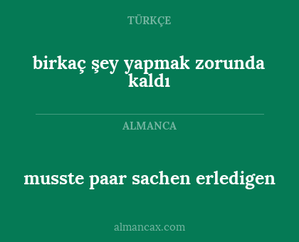 musste paar sachen erledigen - birkaç şey yapmak zorunda kaldı