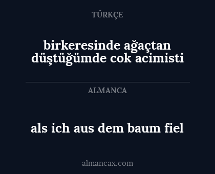 birkeresinde ağaçtan düştüğümde cok acimisti - als ich aus dem baum fiel