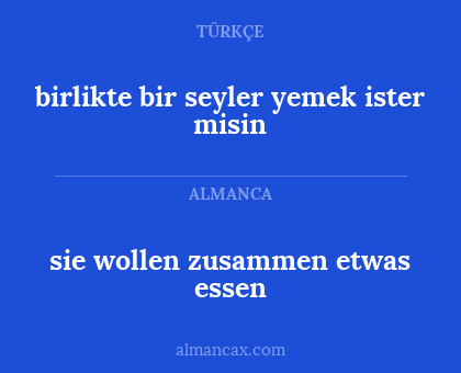 sie wollen zusammen etwas essen - birlikte bir seyler yemek ister misin