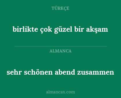 birlikte çok güzel bir akşam - sehr schönen abend zusammen