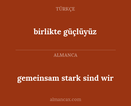 birlikte güçlüyüz - gemeinsam stark sind wir