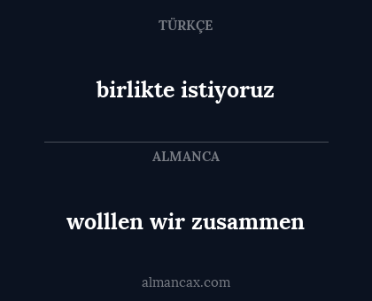 wolllen wir zusammen - birlikte istiyoruz