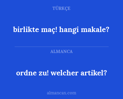 ordne zu! welcher artikel? - birlikte maç! hangi makale?
